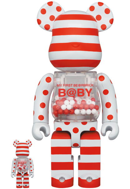 MY FIRST BEARBRICK BABY RED AND SILVER CHROME SET